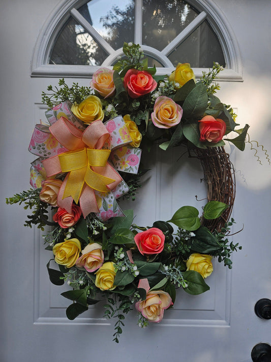 Summer Rose Floral Wreath