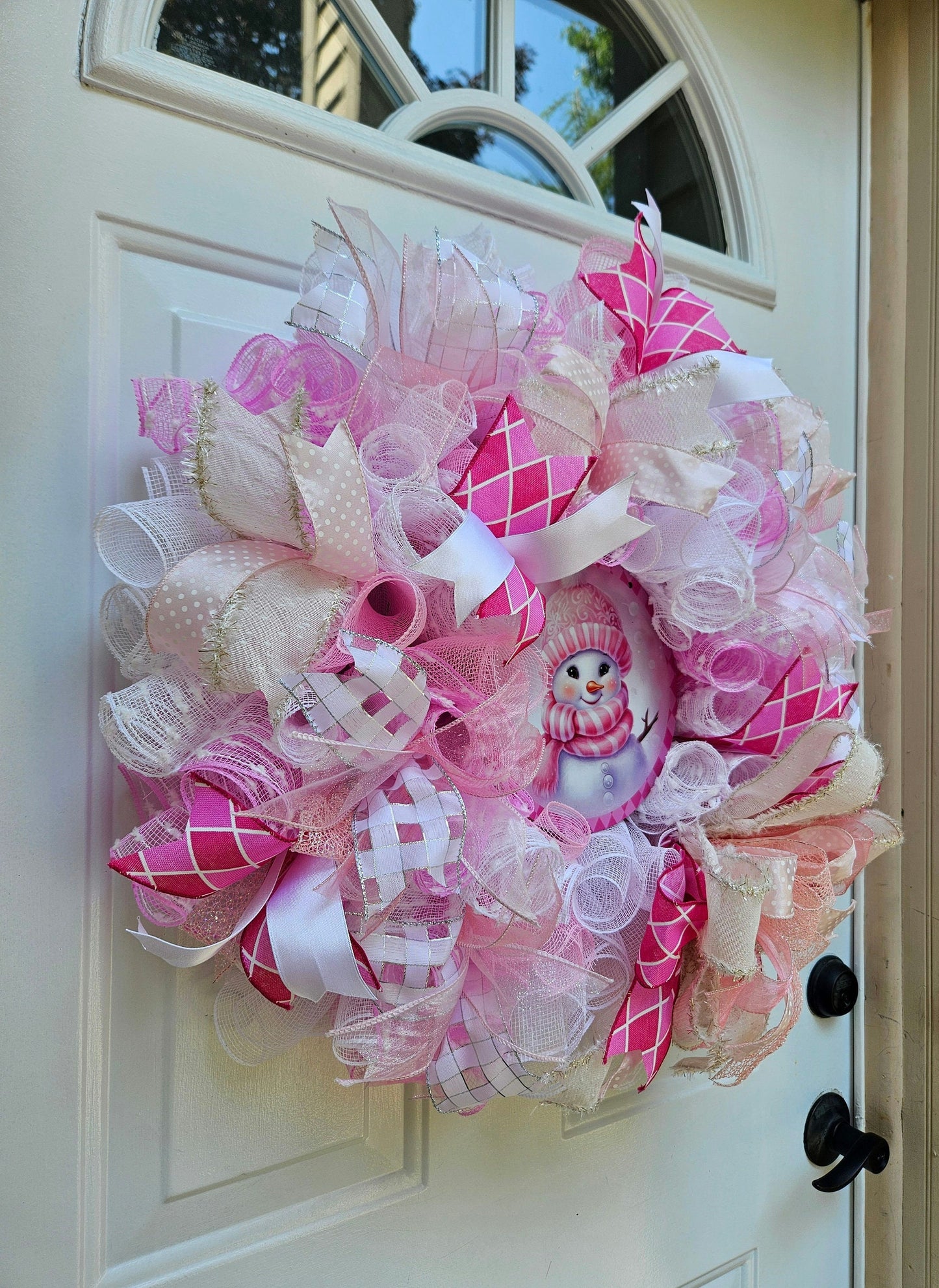 Pink Snowman Wreath