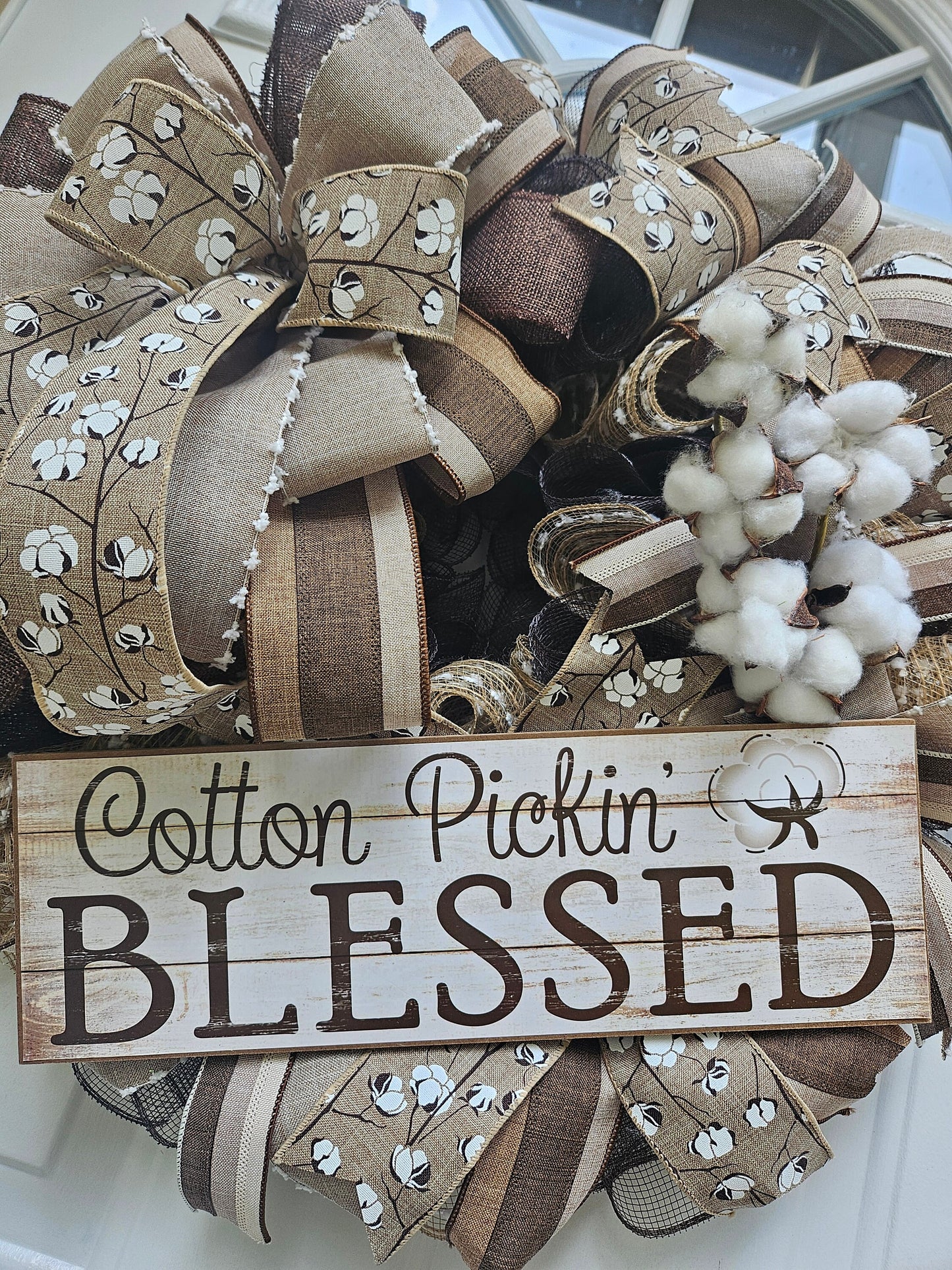 Cotton Pickin Blessed, Farmhouse Wreath, Country Wreath, Southern Wreath