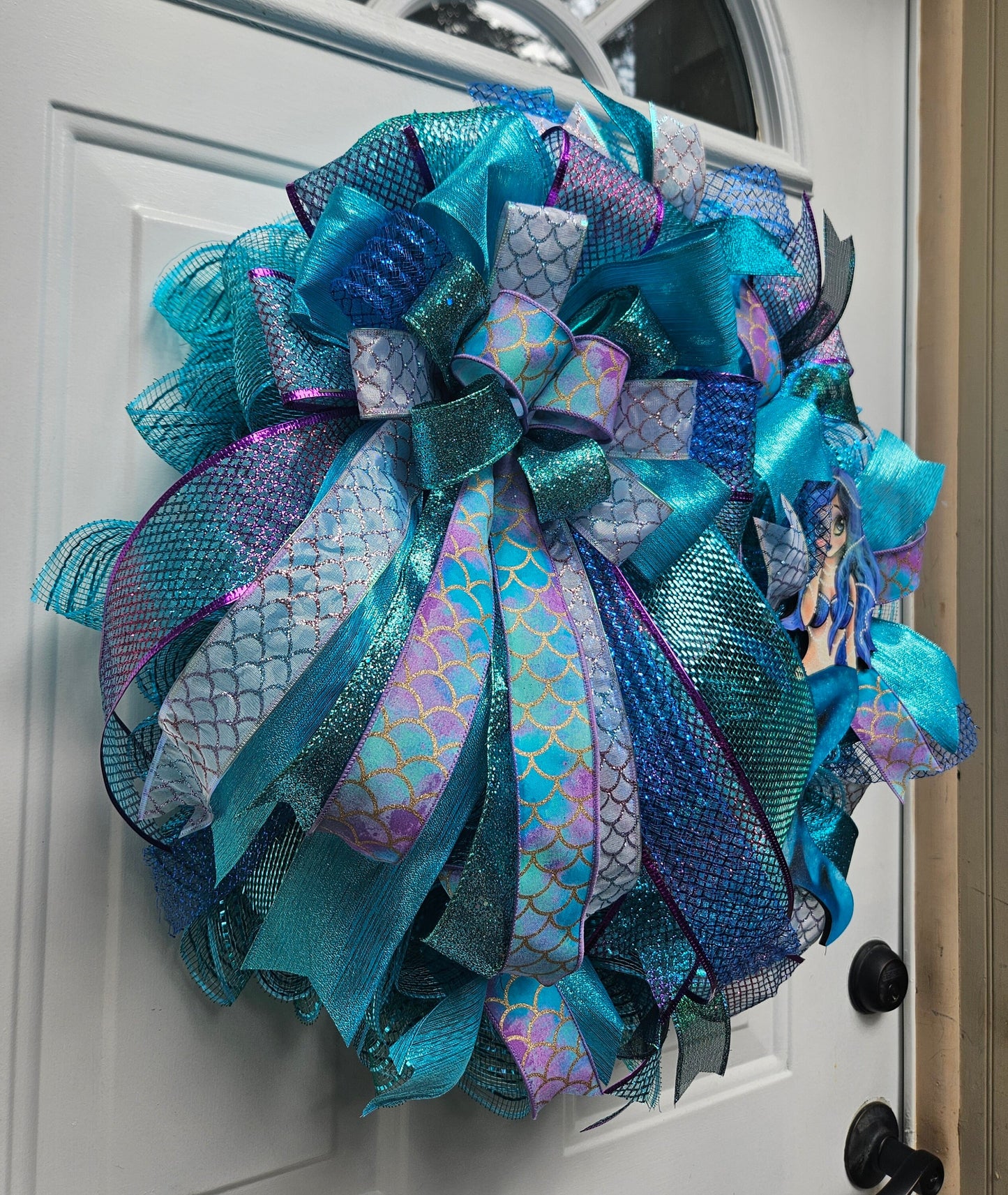 Mermaid Wreath, Under the Sea, Wreath for Little Girl, Teal Wreath, Ocean Wreath