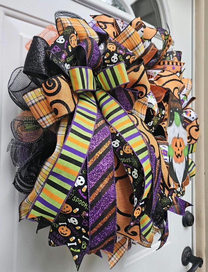 Halloween Gnome Wreath, Halloween Wreath, Gift For Gnome Lover