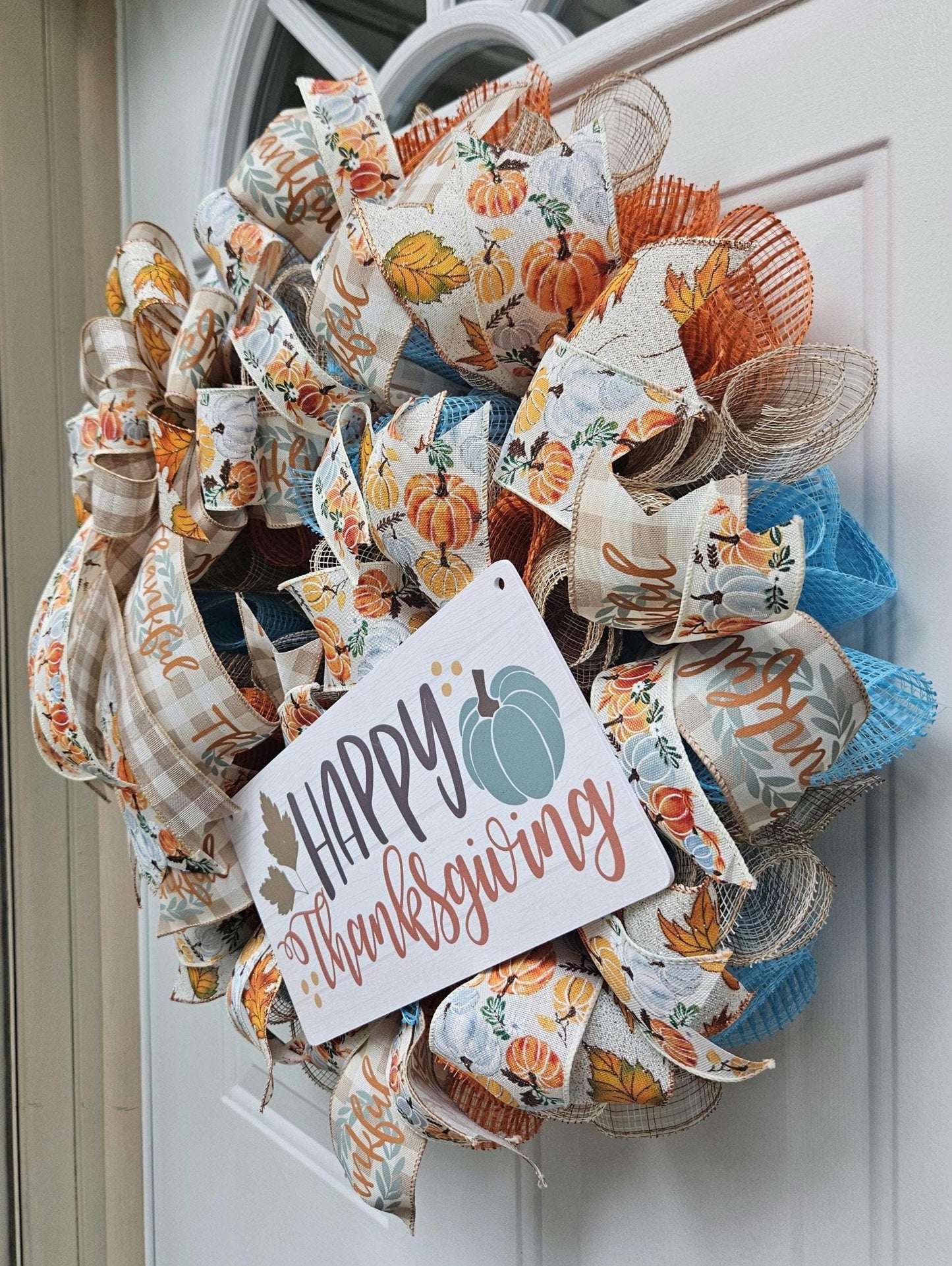 Happy Thanksgiving Wreath, Thanksgiving Wreath, Fall Wreath, Light Color Thanksgiving Wreath