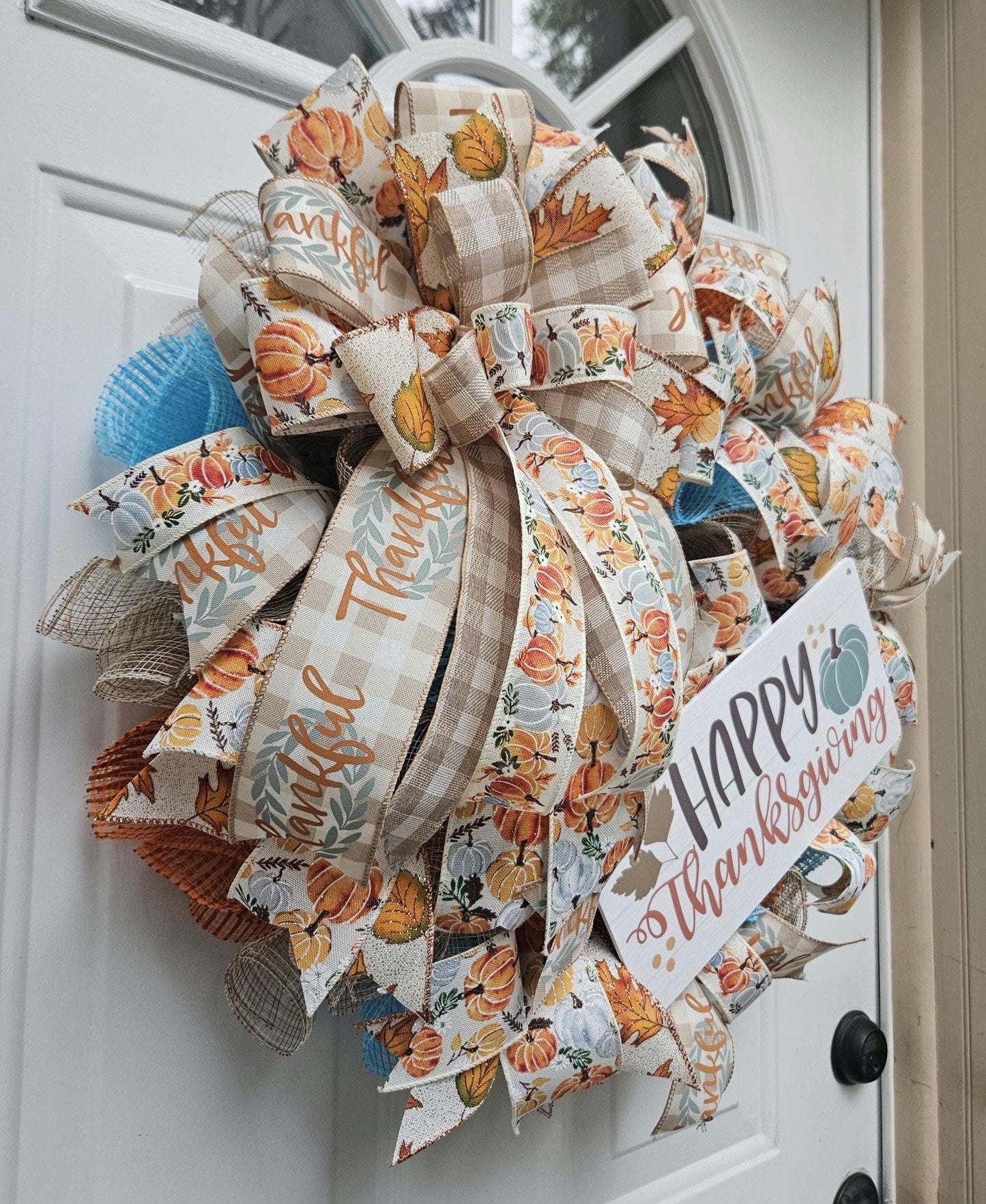 Happy Thanksgiving Wreath, Thanksgiving Wreath, Fall Wreath, Light Color Thanksgiving Wreath