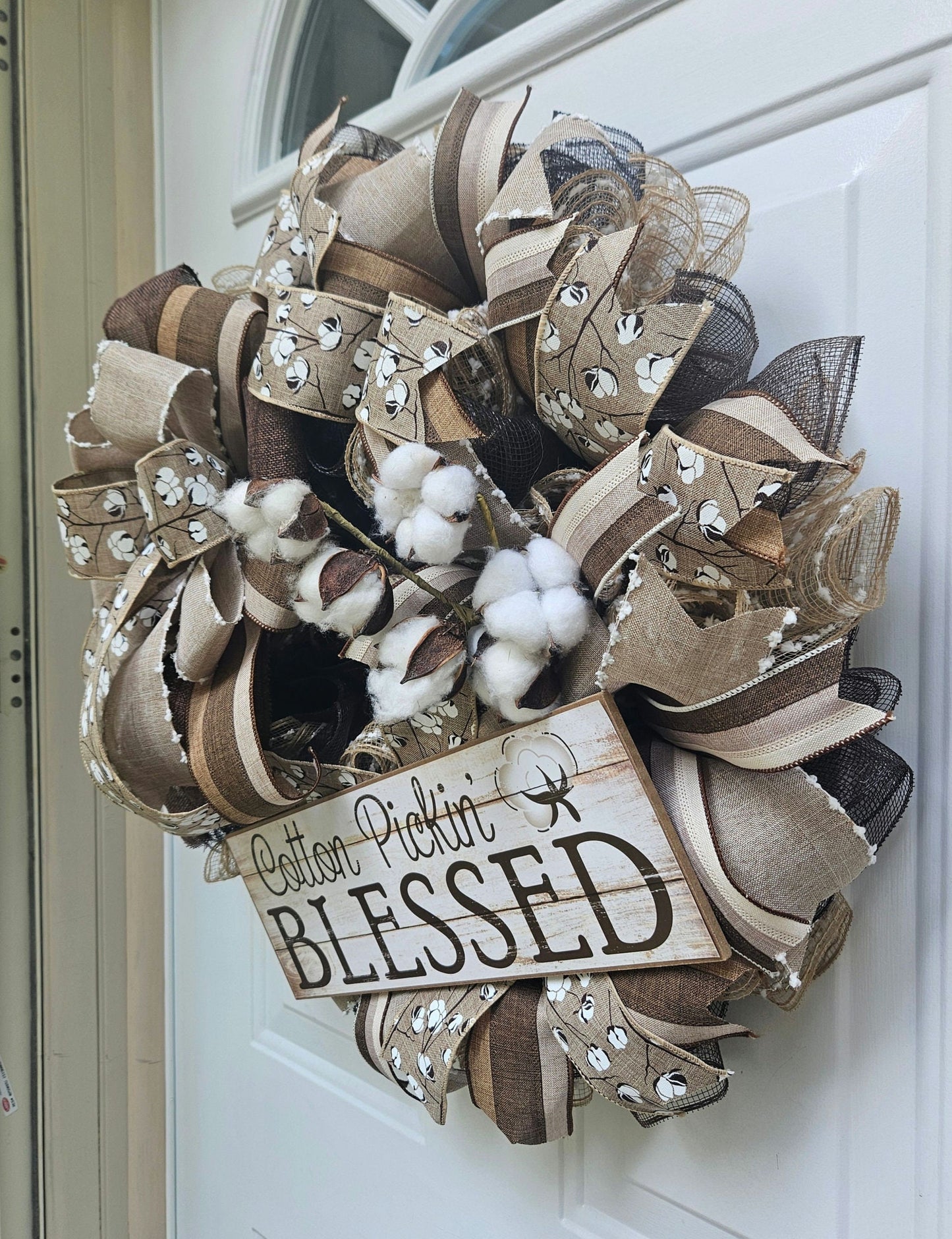 Cotton Pickin Blessed, Farmhouse Wreath, Country Wreath, Southern Wreath