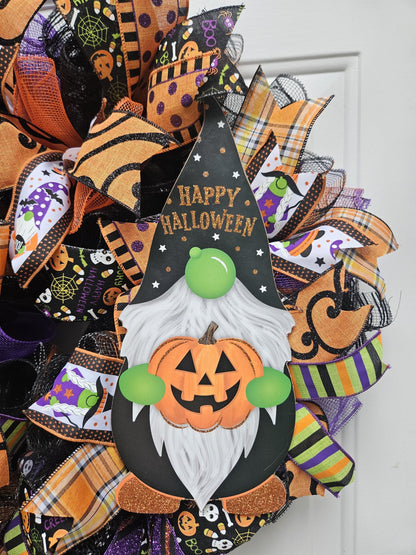 Halloween Gnome Wreath, Halloween Wreath, Gift For Gnome Lover