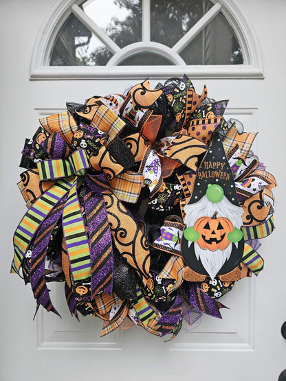 Halloween Gnome Wreath, Halloween Wreath, Gift For Gnome Lover