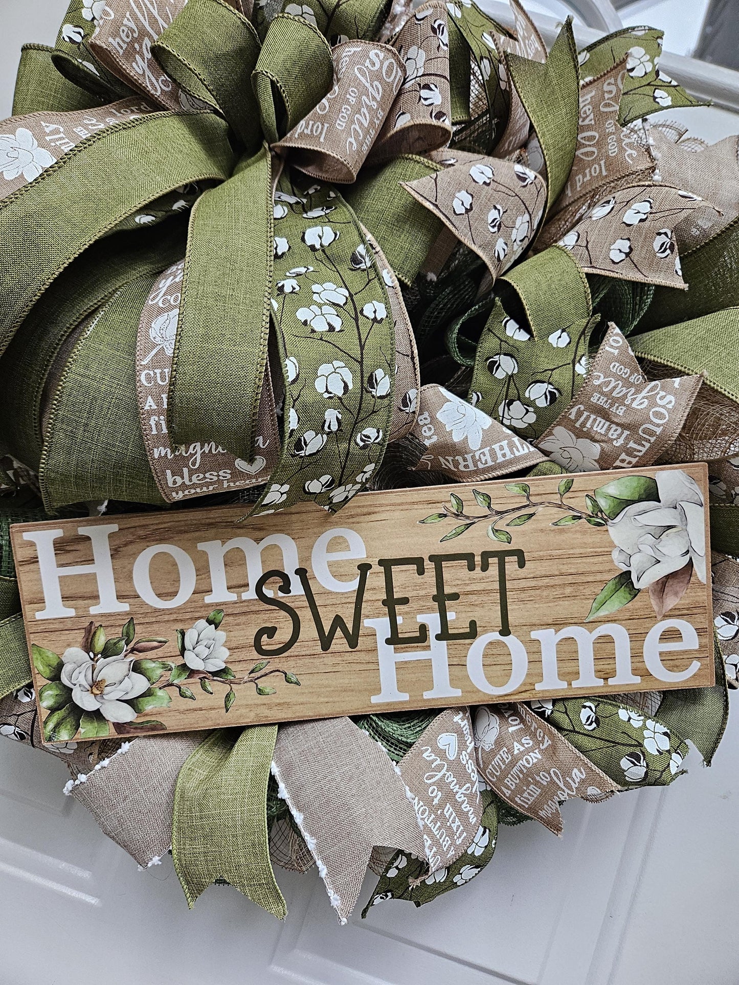 Home Sweet Home, Farmhouse Wreath, Cotton Wreath, Country Wreath, Southern Wreath