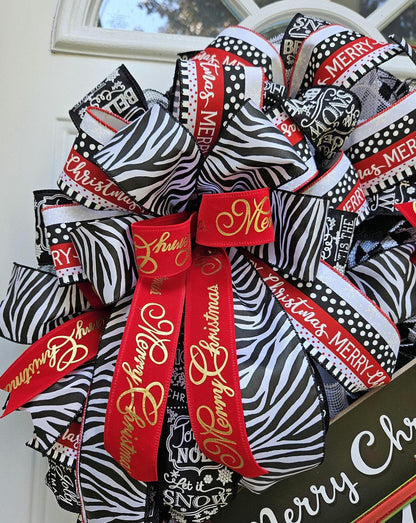 Merry Christmas Zebra Print Wreath