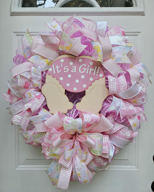 It's A Girl Wreath, Baby Girl Gift, Welcome Baby, Baby Shower, Newborn