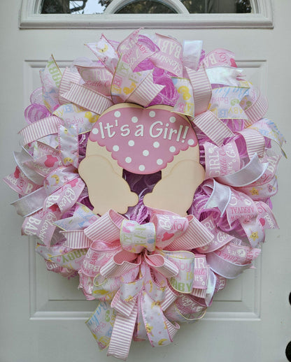 It's A Girl Wreath, Baby Girl Gift, Welcome Baby, Baby Shower, Newborn