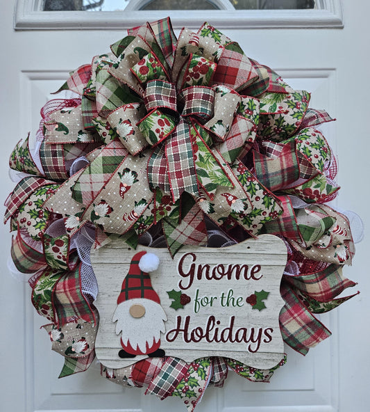 Christmas Gnome Wreath, Holiday Gnome Wreath, Gnome For The Holidays, Gnome Wreath, Gift For Gnome Lover