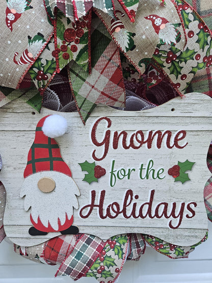 Christmas Gnome Wreath, Holiday Gnome Wreath, Gnome For The Holidays, Gnome Wreath, Gift For Gnome Lover