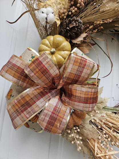 Fall Floral Wreath, Autumn Floral Decor, Thanksgiving Decor