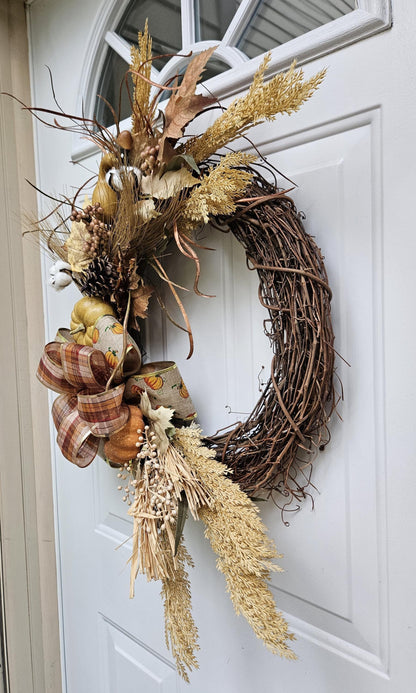 Fall Floral Wreath, Autumn Floral Decor, Thanksgiving Decor