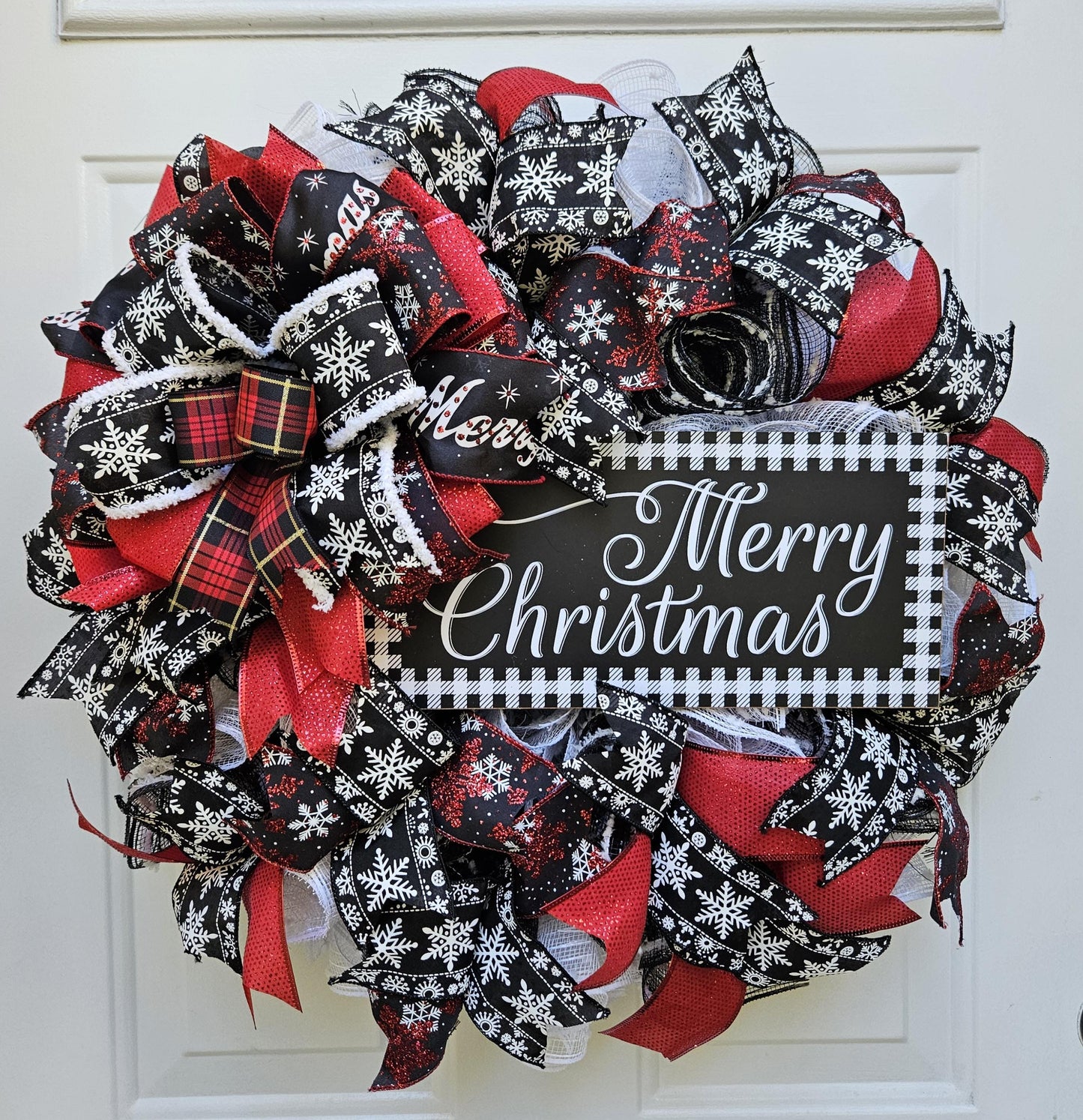 Merry Christmas Buffalo Check Wreath