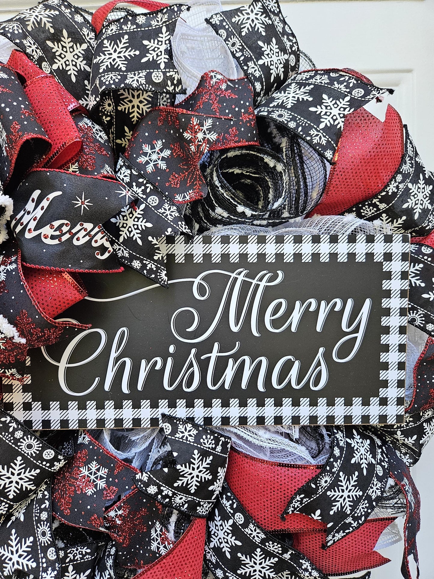 Merry Christmas Buffalo Check Wreath