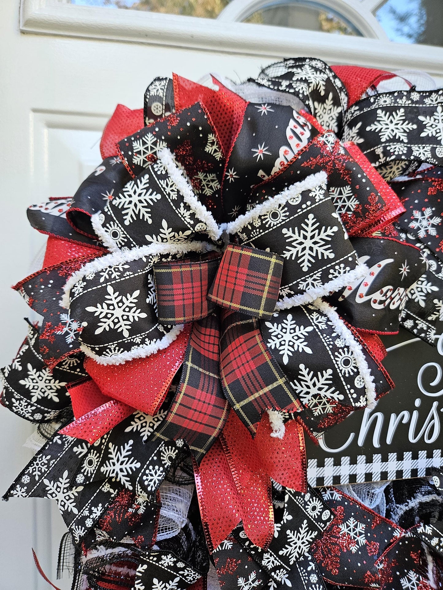 Merry Christmas Buffalo Check Wreath