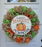 XL Farmers Market Pumpkins Wreath, Farmhouse Wreath, Pumpkin Wreath