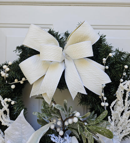 Cream Christmas Present Evergreen Wreath