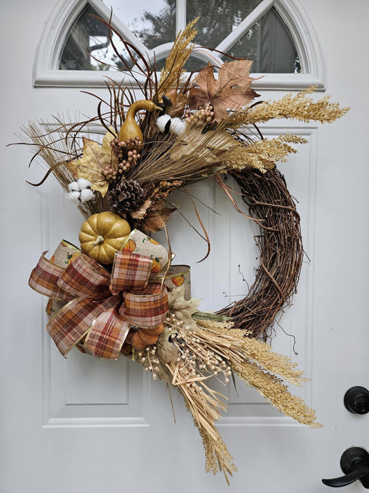 Fall Floral Wreath, Autumn Floral Decor, Thanksgiving Decor