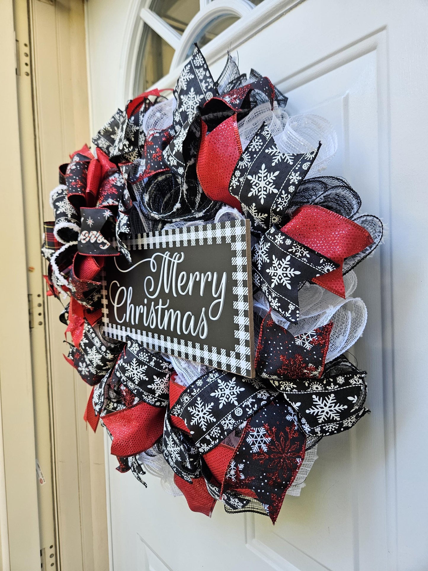 Merry Christmas Buffalo Check Wreath