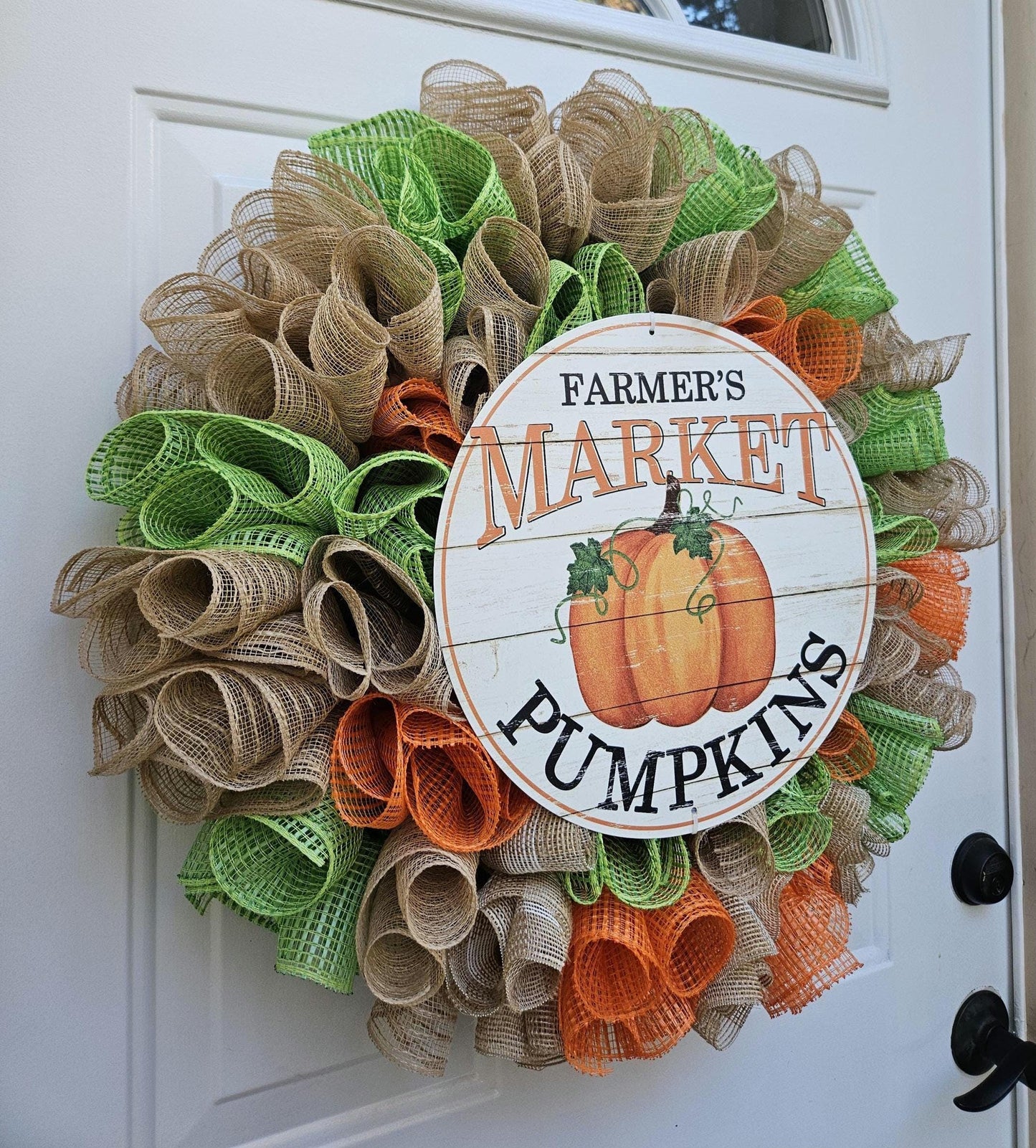 XL Farmers Market Pumpkins Wreath, Farmhouse Wreath, Pumpkin Wreath
