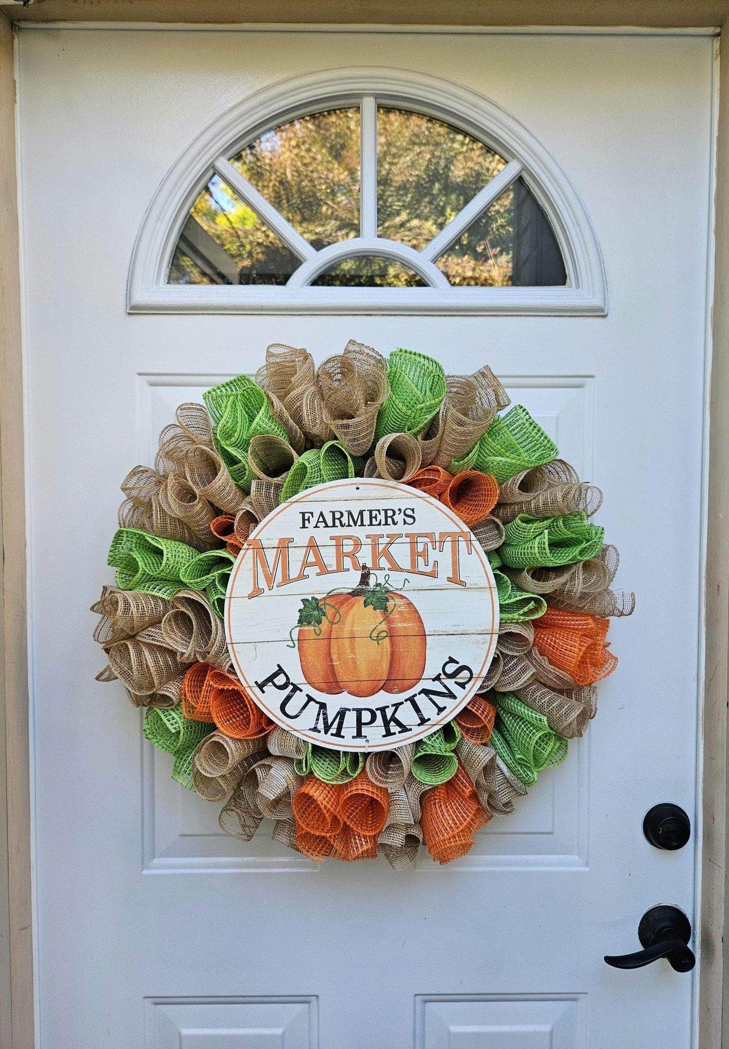 XL Farmers Market Pumpkins Wreath, Farmhouse Wreath, Pumpkin Wreath
