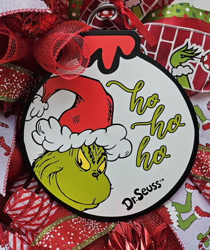 Merry Christmas Grinch Wreath, Green Monster Wreath, Christmas Wreath