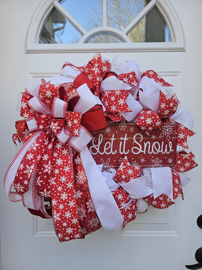 Let It Snow Wreath in Red