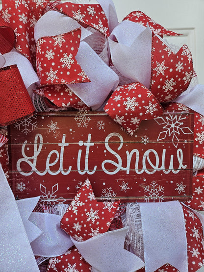 Let It Snow Wreath in Red