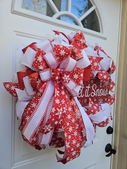 Let It Snow Wreath in Red