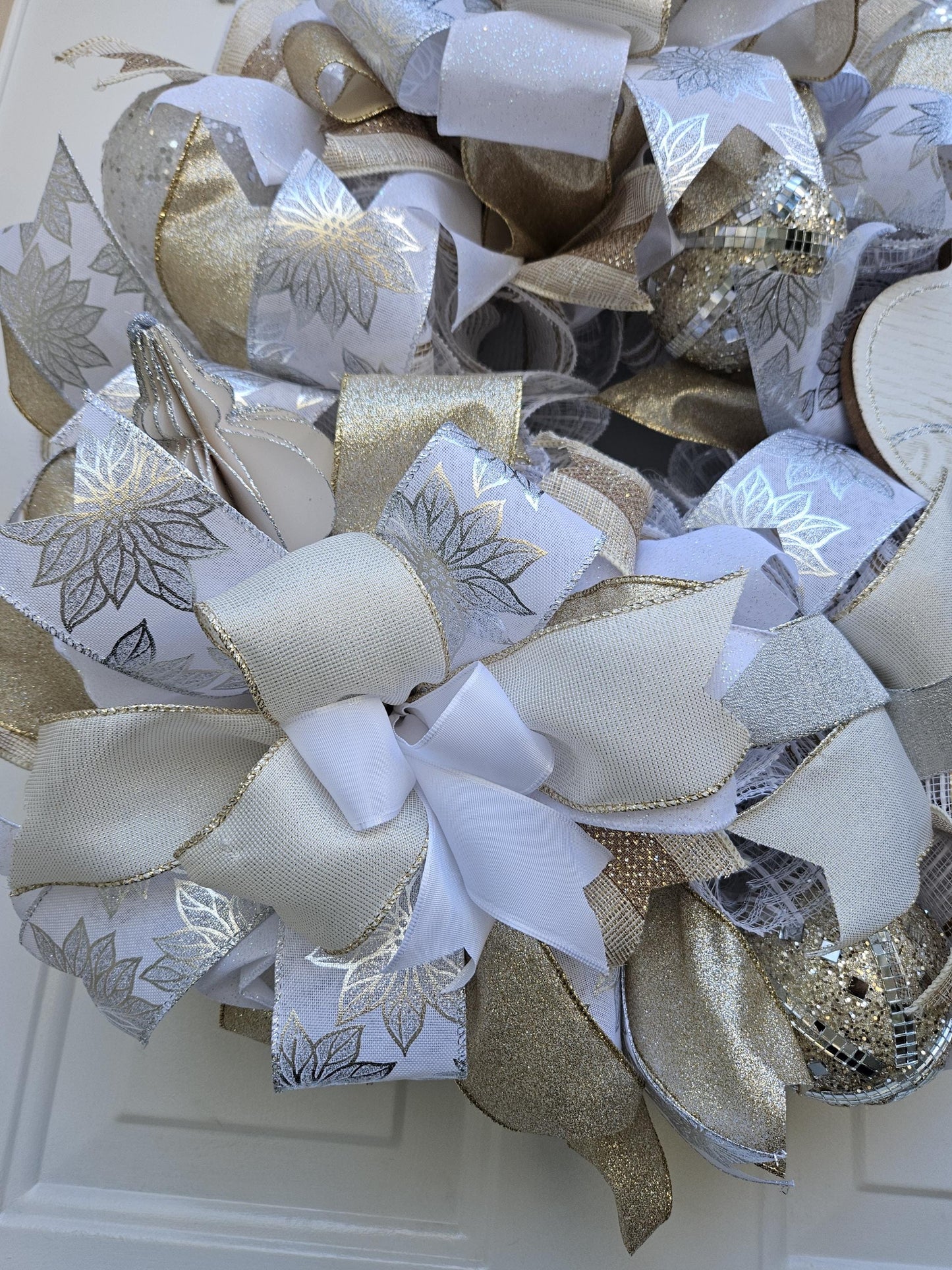 Silver, Gold, and White Holiday Wreath, Tis The Season