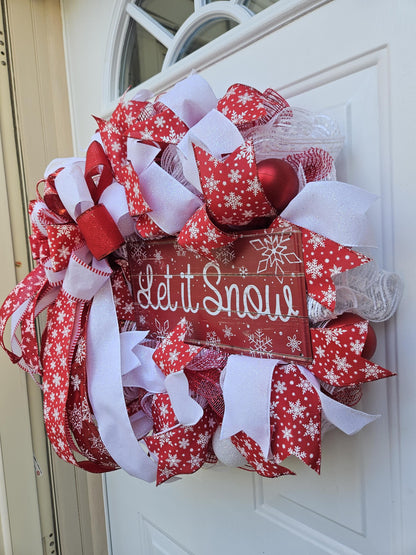 Let It Snow Wreath in Red