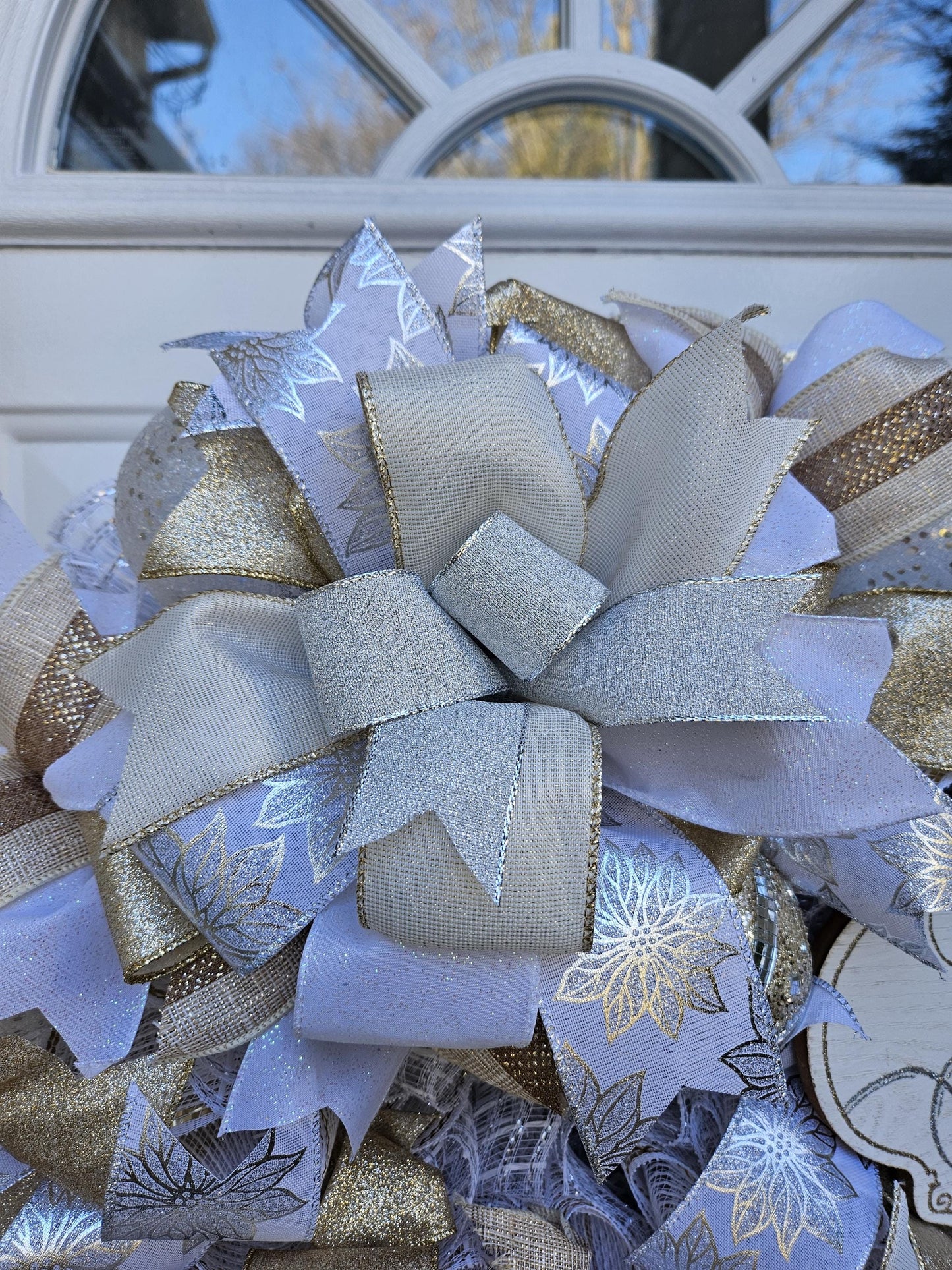 Silver, Gold, and White Holiday Wreath, Tis The Season