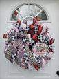 Valentine's Day Wreath, Cheetah Print, Checkered Print