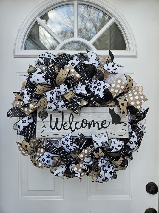 Welcome Cat Lover Wreath, All Season Wreath