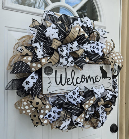 Welcome Cat Lover Wreath, All Season Wreath