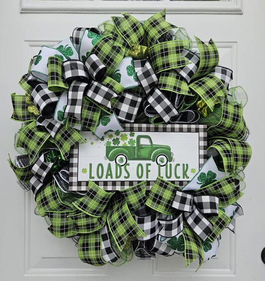 St Patrick's Day Wreath, Irish Wreath, Welcome Wreath, Loads of Luck, Front Door Decor, Spring Wreath