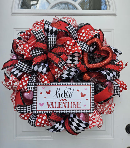 Hello Valentine, Valentine's Day Wreath