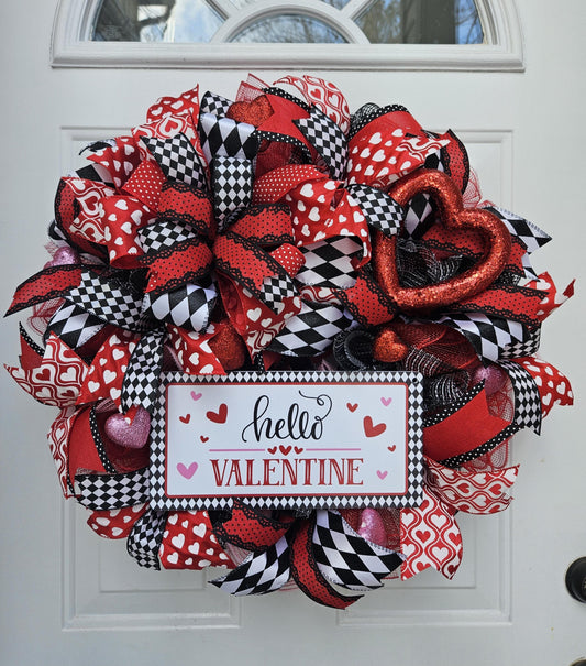 Hello Valentine, Valentine's Day Wreath