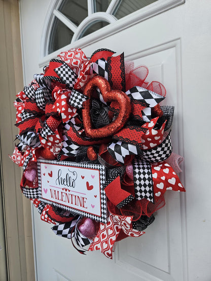 Hello Valentine, Valentine's Day Wreath