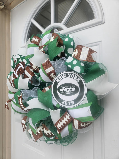 New York Jets Wreath, Football Lover, Front Door Decor, Man Cave