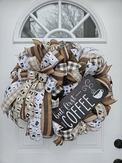 But First Coffee, Coffee Lover, Coffee Wreath, Coffee Shop Wreath, Coffee Nook Wreath, Coffee Decor