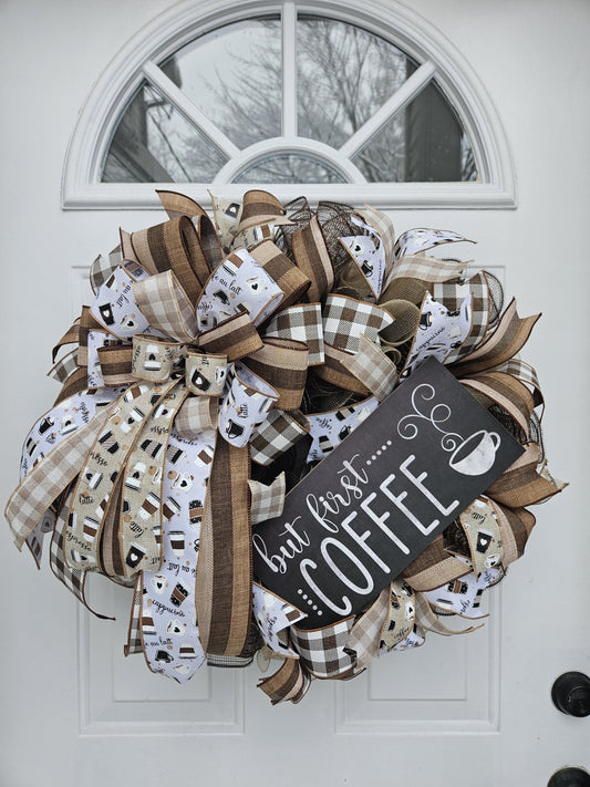 But First Coffee, Coffee Lover, Coffee Wreath, Coffee Shop Wreath, Coffee Nook Wreath, Coffee Decor