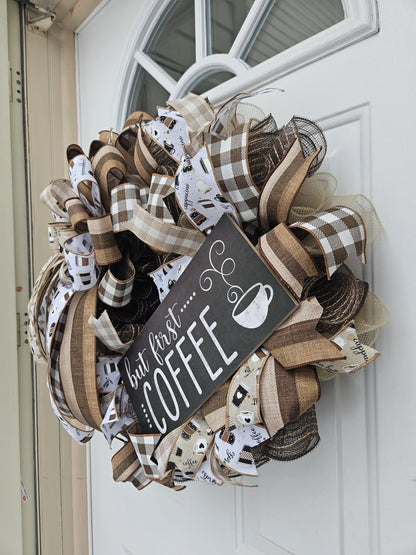 But First Coffee, Coffee Lover, Coffee Wreath, Coffee Shop Wreath, Coffee Nook Wreath, Coffee Decor