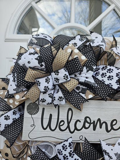 Welcome Cat Lover Wreath, All Season Wreath