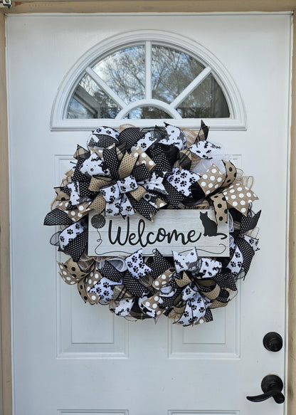 Welcome Cat Lover Wreath, All Season Wreath