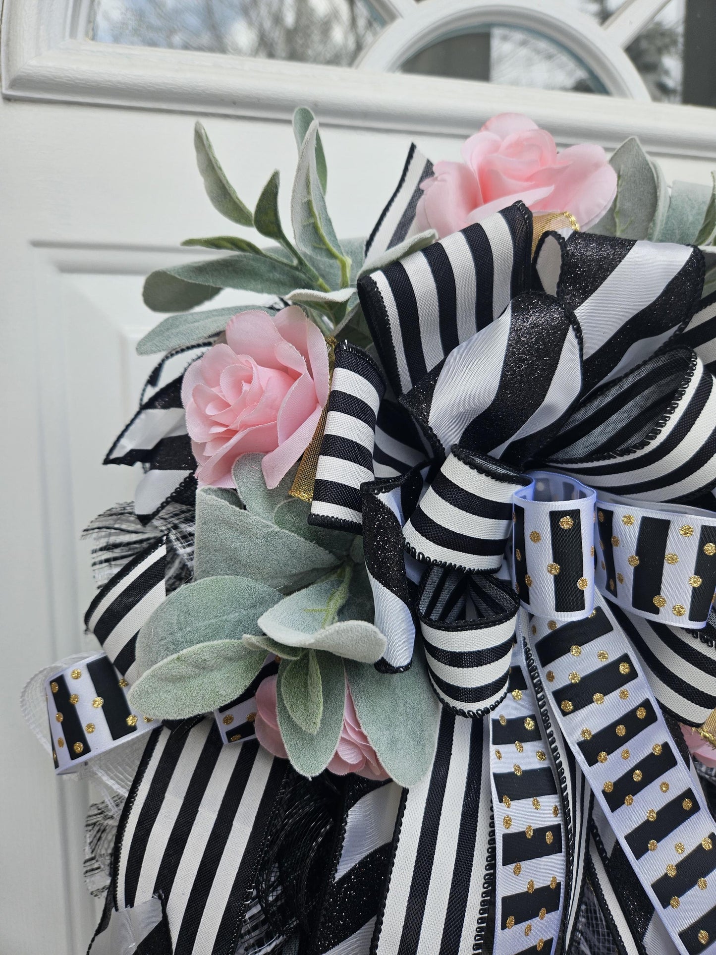 Hi, Black and White Everyday Wreath, Welcome Wreath