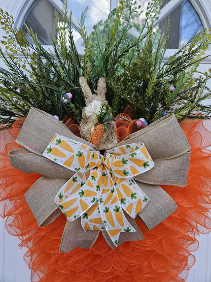 XL Carrot Wreath Door Hanger, Easter / Spring