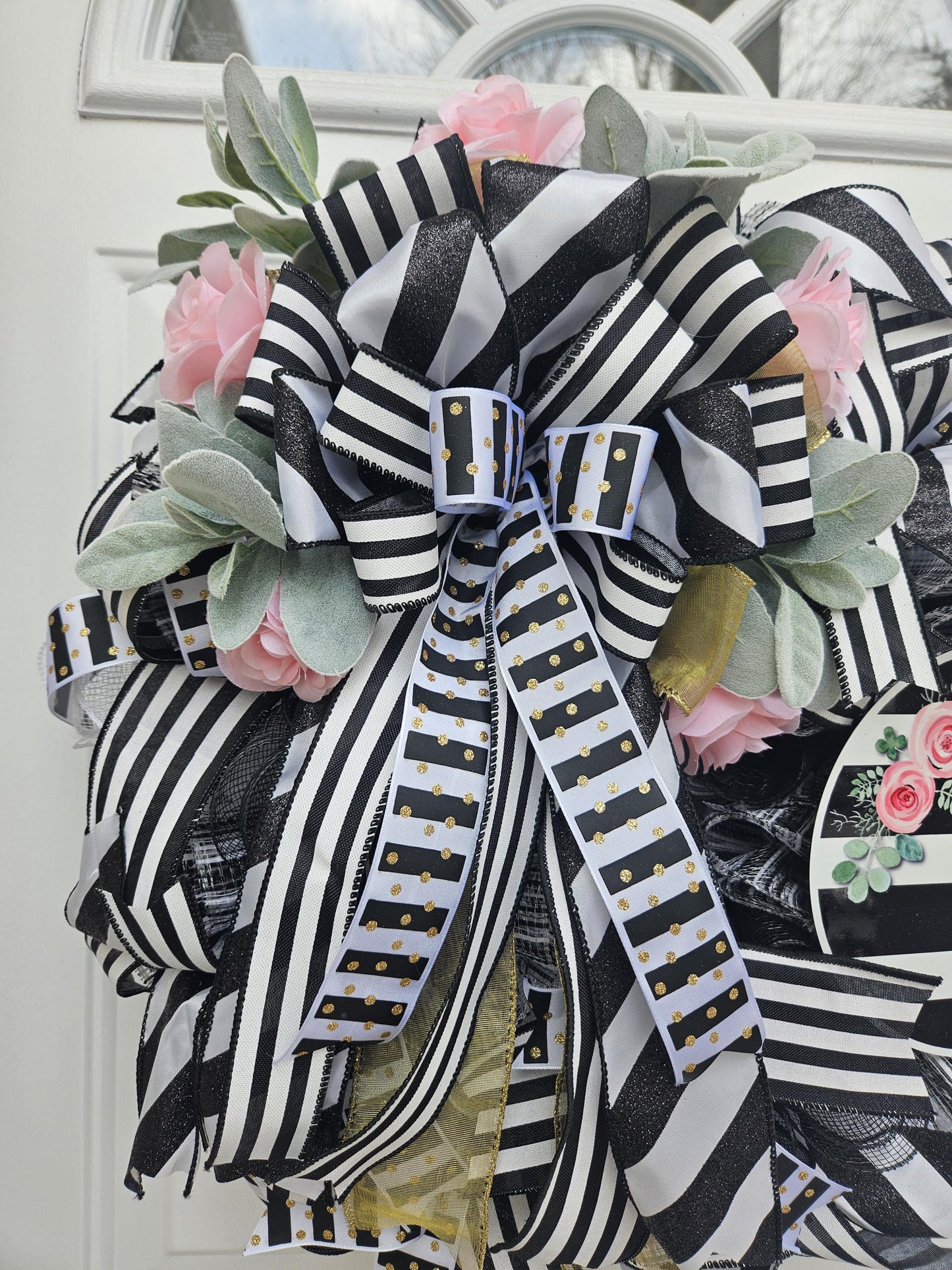 Hi, Black and White Everyday Wreath, Welcome Wreath